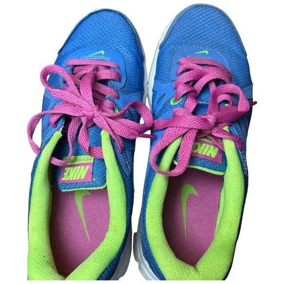 Nike Revolution 2 MSL Running Shoes – Periwinkle Blue/Lime/Pink – Women’s 6.5 - Picture 7 of 9